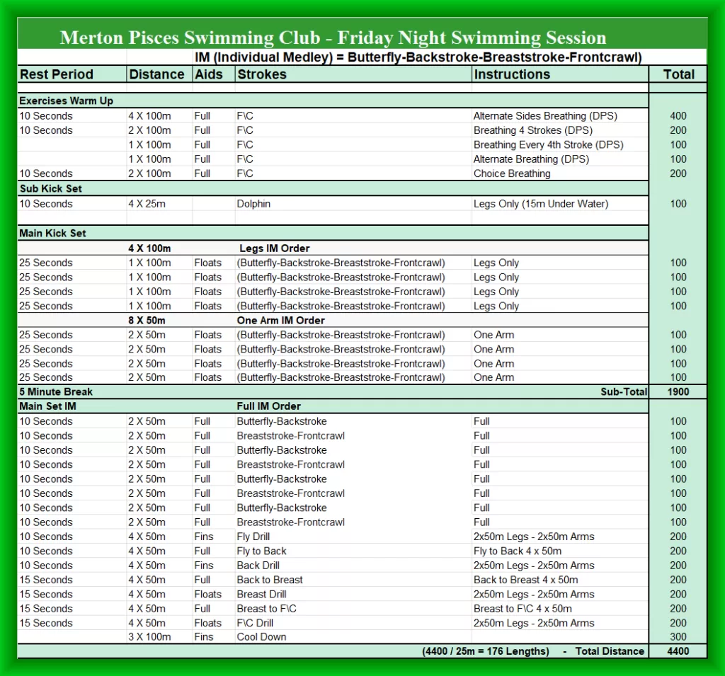 Friday Night Training Sessions Example