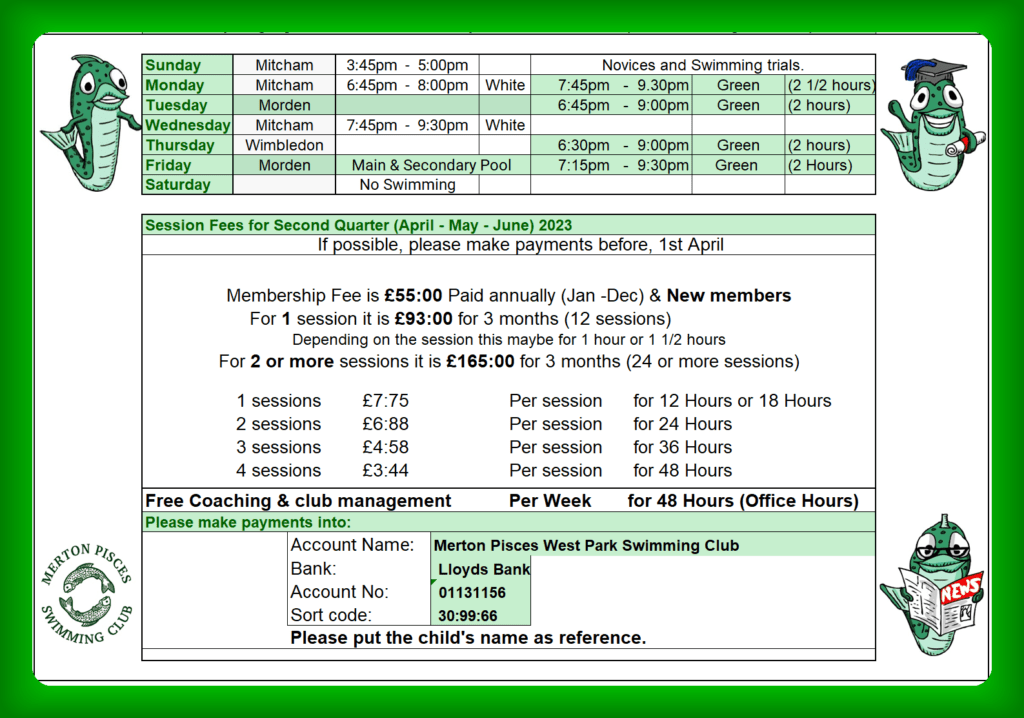 MPSC - - - April - May - June 2023- Sessions & Fees Sessions Dates Times and Places Fees 